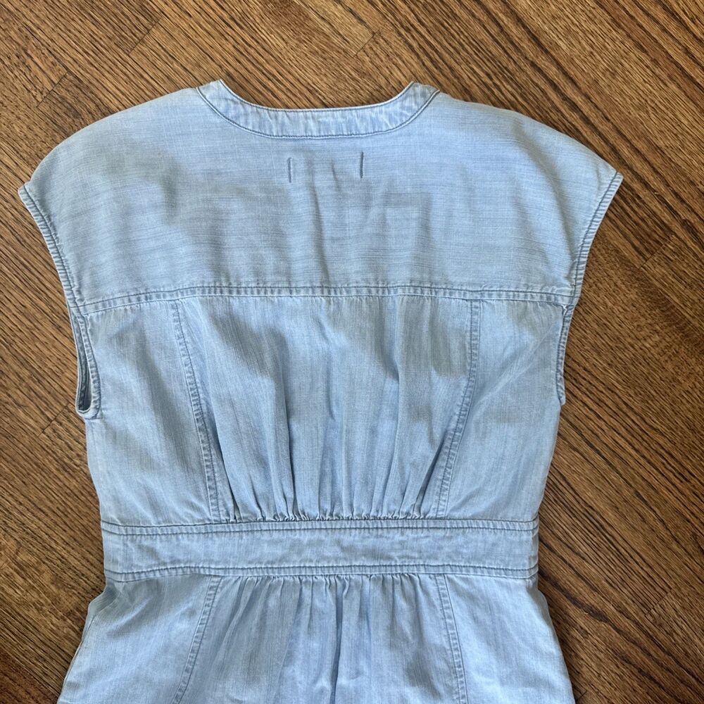 Madewell Light Blue Button-Front Cap - Sleeve Midi Dress- Size 00 - Picture 5 of 6